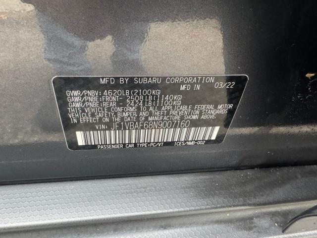 Photo 10 from auction – 2022 SUBARU WRX PREMIU with VIN JF1VBAF68N9007160