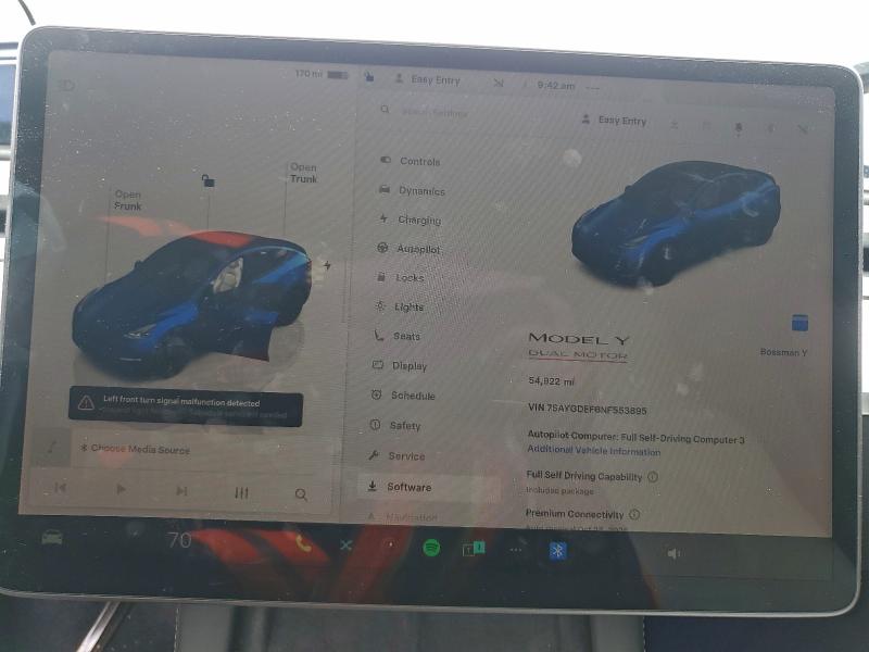 Zdjęcie 9 z aukcji – 2022 TESLA MODEL Y z VIN 7SAYGDEF6NF553895