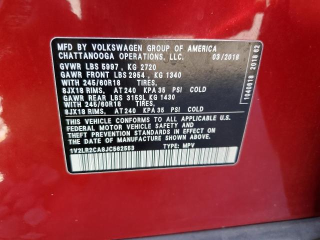 Photo 14 from auction – 2018 VOLKSWAGEN ATLAS SE with VIN 1V2LR2CA8JC562553