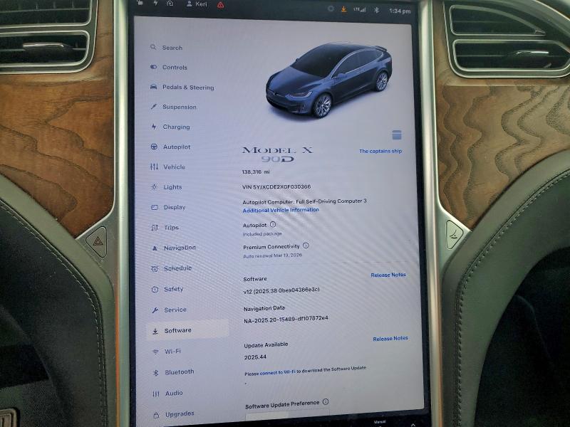 Photo 9 from auction – 2016 TESLA MODEL X with VIN 5YJXCDE2XGF030366