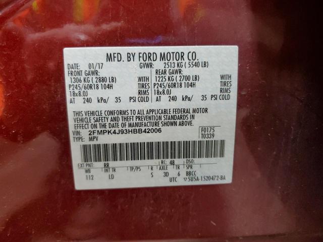 Photo 14 from auction – 2017 FORD EDGE SEL with VIN 2FMPK4J93HBB42006