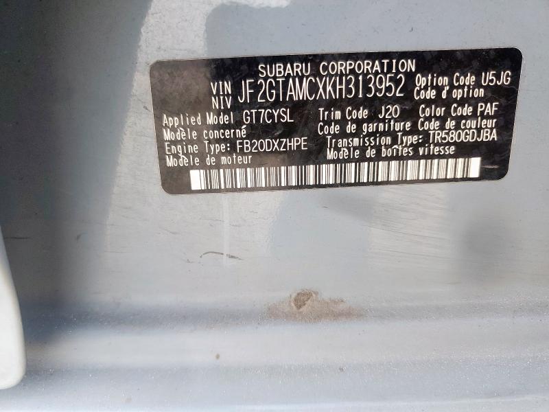 Photo 14 from auction – 2019 SUBARU CROSSTREK with VIN JF2GTAMCXKH313952