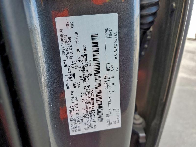 Photo 14 from auction – 2021 FORD F250 SUPER with VIN 1FT8W2BTXMEE12553
