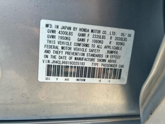 Photo 10 from auction – 2006 ACURA TSX with VIN JH4CL96816C025193