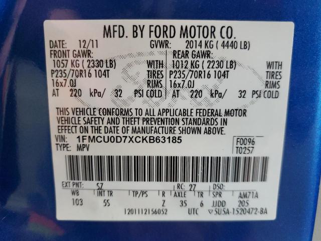 Photo 14 from auction – 2012 FORD ESCAPE XLT with VIN 1FMCU0D7XCKB63185