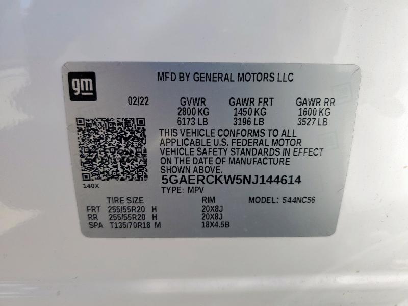 Photo 14 from auction – 2022 BUICK ENCLAVE PR with VIN 5GAERCKW5NJ144614