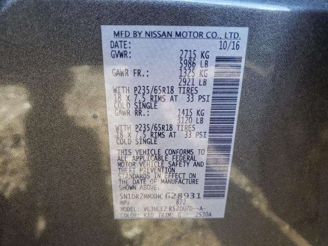 Photo 14 from auction – 2017 NISSAN PATHFINDER with VIN 5N1DR2MMXHC628931