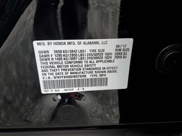 Photo 14 from auction – 2017 HONDA PILOT ELIT with VIN 5FNYF6H00HB079398