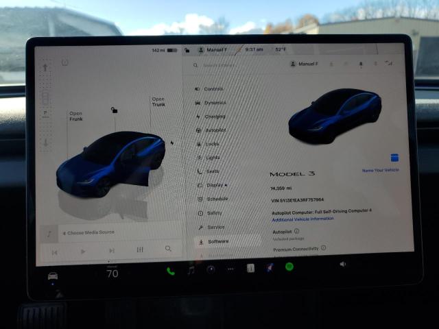 Photo 9 from auction – 2024 TESLA MODEL 3 with VIN 5YJ3E1EA3RF757964