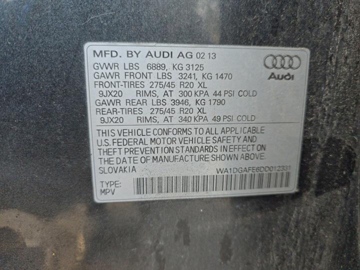 Photo 10 from auction – 2013 AUDI Q7 PRESTIG with VIN WA1DGAFE6DD012331