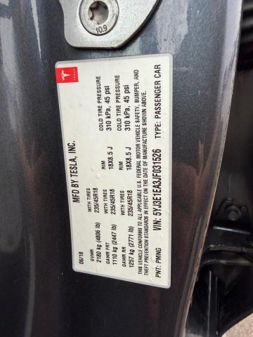 Photo 10 from auction – 2018 TESLA MODEL 3 with VIN 5YJ3E1EA3JF031526