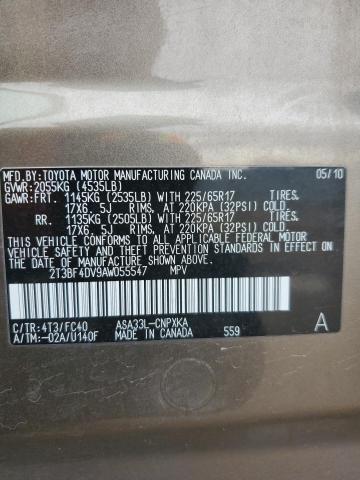 Photo 14 from auction – 2010 TOYOTA RAV4 with VIN 2T3BF4DV9AW055547
