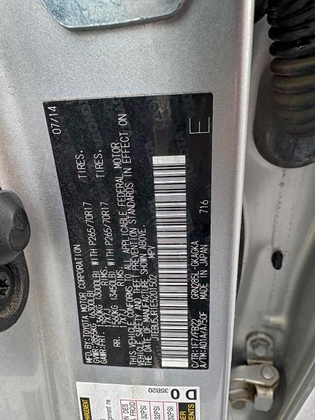 Photo 10 from auction – 2014 TOYOTA 4RUNNER SR with VIN JTEBU5JR1E5201502