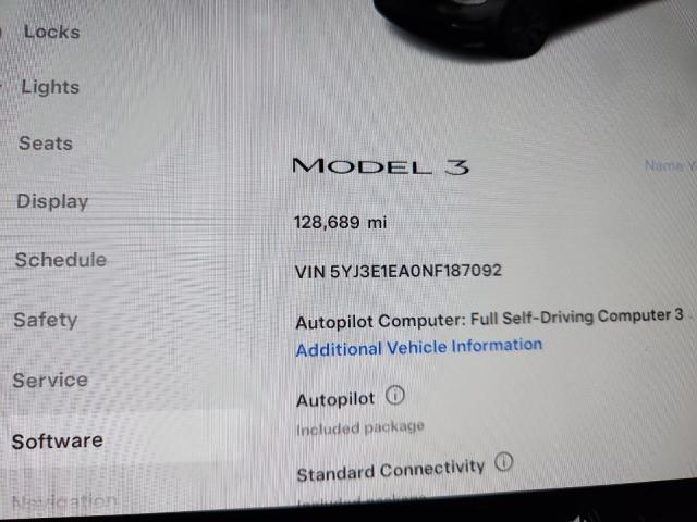 Photo 9 from auction – 2022 TESLA MODEL 3 with VIN 5YJ3E1EA0NF187092