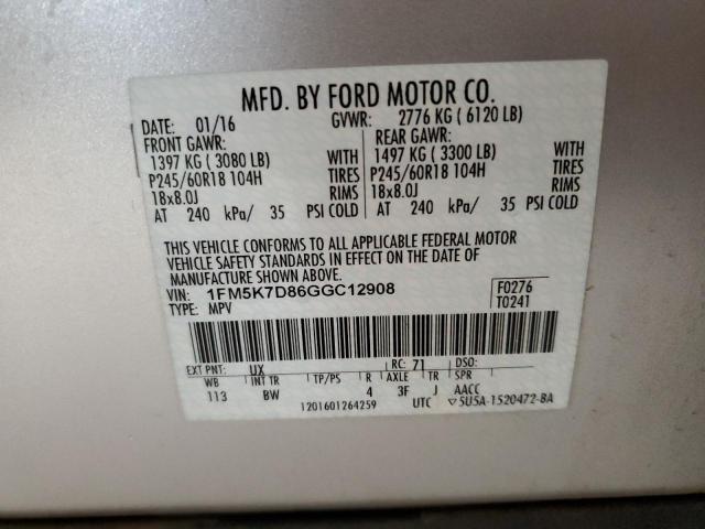 Photo 14 from auction – 2016 FORD EXPLORER with VIN 1FM5K7D86GGC12908