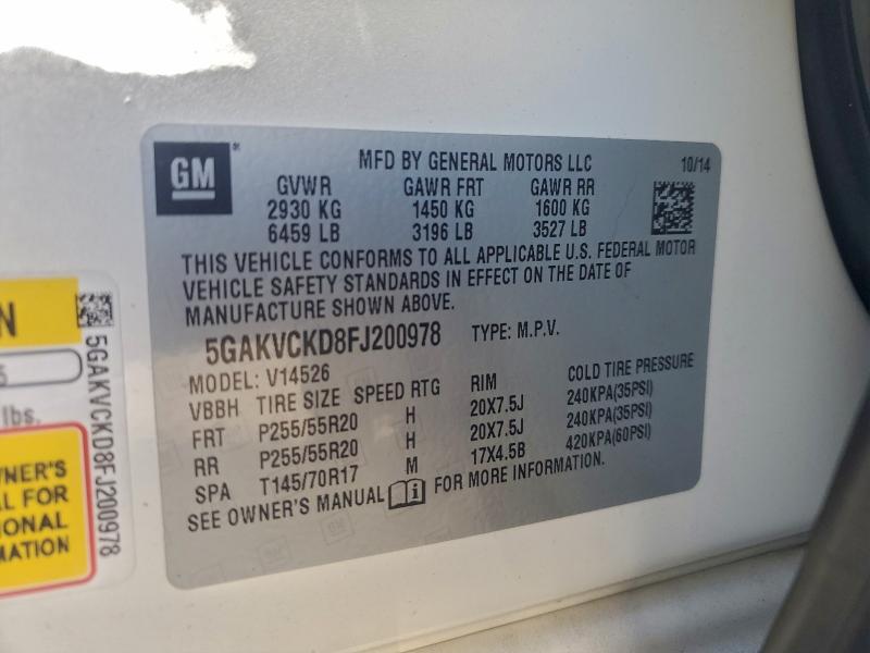 Photo 14 from auction – 2015 BUICK ENCLAVE with VIN 5GAKVCKD8FJ200978