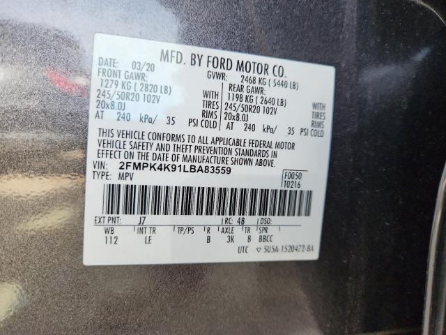 Photo 14 from auction – 2020 FORD EDGE TITAN with VIN 2FMPK4K91LBA83559