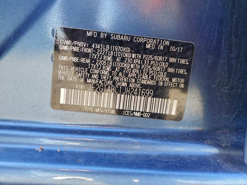 Photo 14 from auction – 2018 SUBARU CROSSTREK with VIN JF2GTABC1JH241699