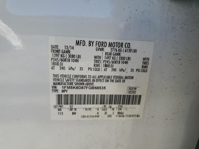 Photo 14 from auction – 2015 FORD EXPLORER with VIN 1FM5K8D87FGB68535