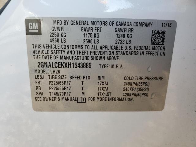 Photo 14 from auction – 2017 CHEVROLET EQUINOX LT with VIN 2GNALCEKXH1543886