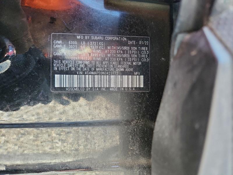 Photo 14 from auction – 2022 SUBARU ASCENT LIM with VIN 4S4WMAPD9N3423772