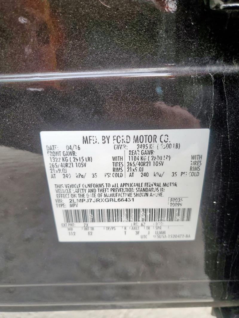 Photo 14 from auction – 2016 LINCOLN MKX BLACK with VIN 2LMPJ7JRXGBL66431
