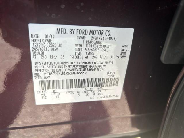 Photo 10 from auction – 2019 FORD EDGE SEL with VIN 2FMPK4J9XKBB65998