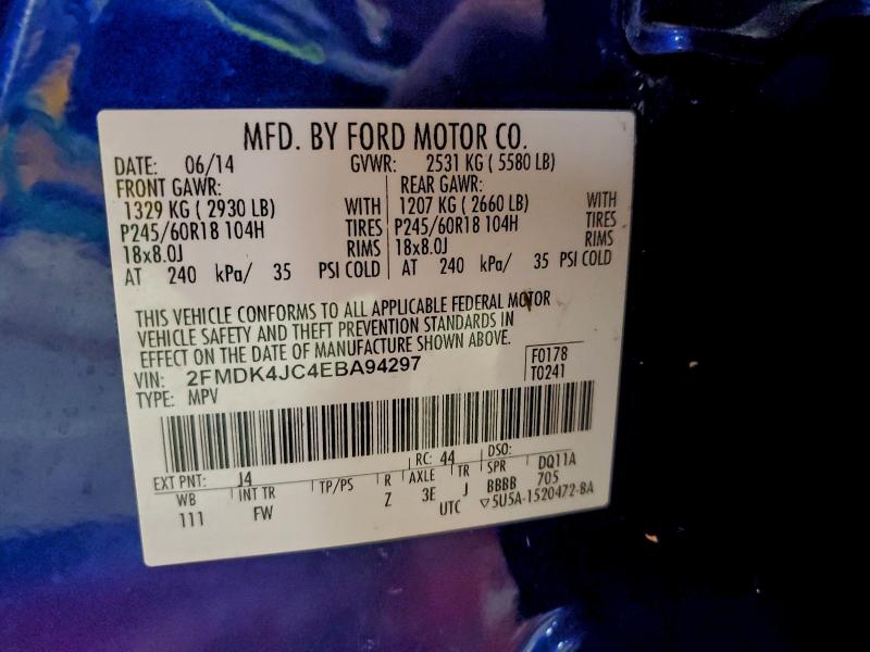 Photo 14 from auction – 2014 FORD EDGE SEL with VIN 2FMDK4JC4EBA94297