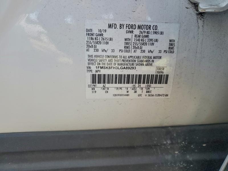 Photo 14 from auction – 2020 FORD EXPLORER L with VIN 1FMSK8FH3LGA89293