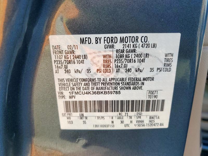 Photo 14 from auction – 2011 FORD ESCAPE HYB with VIN 1FMCU4K36BKB59785