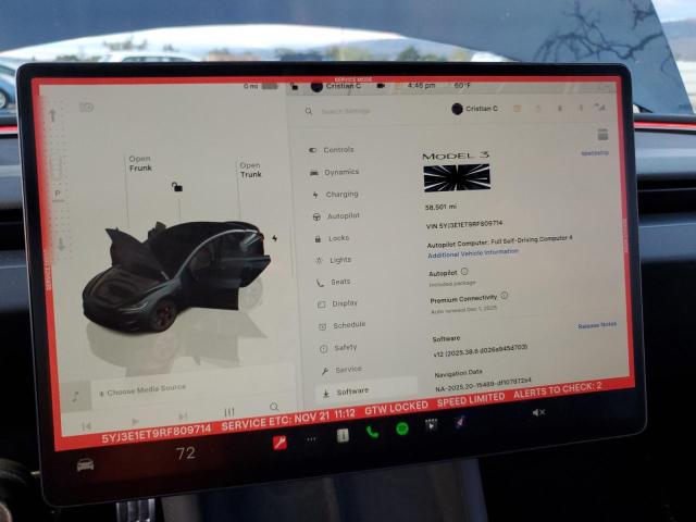 Photo 9 from auction – 2024 TESLA MODEL 3 with VIN 5YJ3E1ET9RF809714
