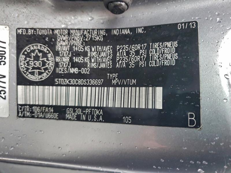 Photo 14 from auction – 2013 TOYOTA SIENNA with VIN 5TDZK3DC8DS336697
