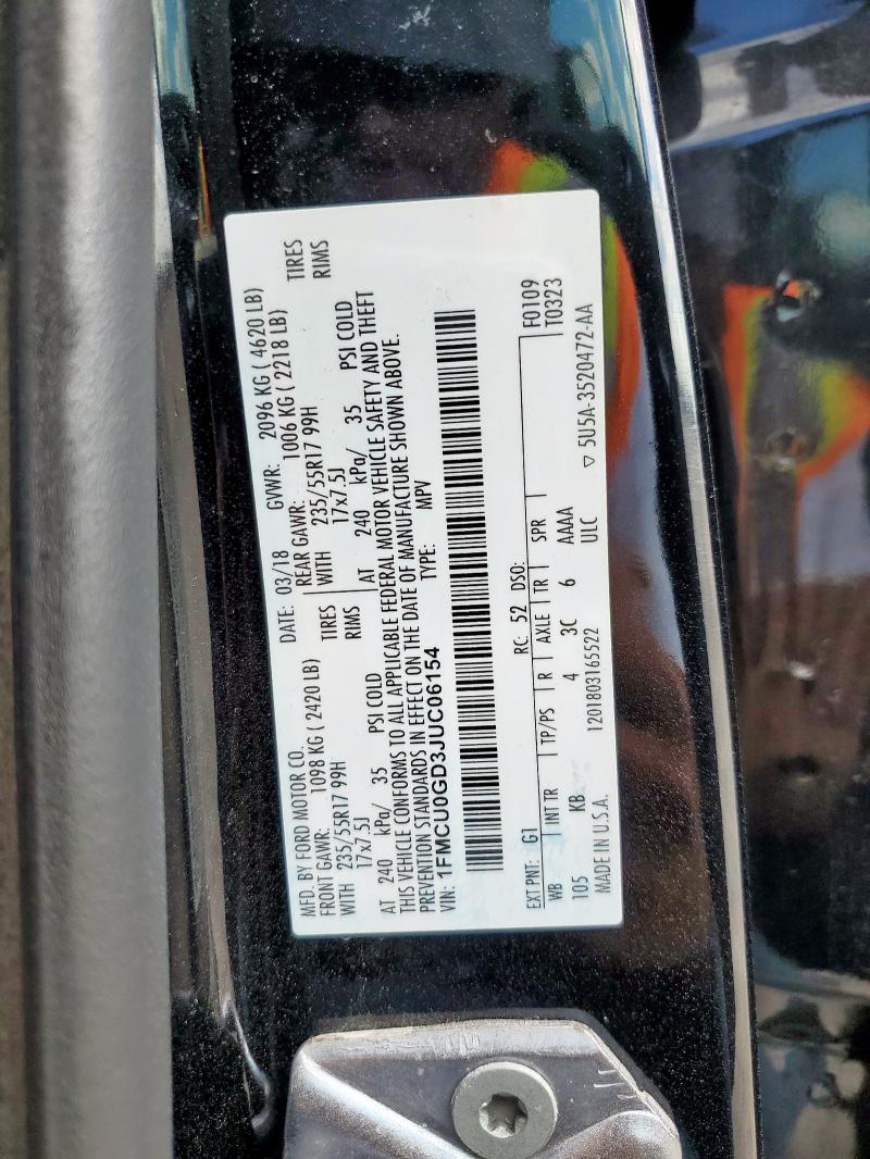 Zdjęcie 14 z aukcji – 2018 FORD ESCAPE SE z VIN 1FMCU0GD3JUC06154
