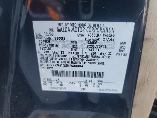 Photo 14 from auction – 2005 MAZDA TRIBUTE S with VIN 4F2YZ04135KM00884
