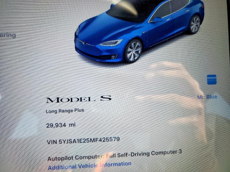 Photo 9 from auction – 2021 TESLA MODEL S with VIN 5YJSA1E25MF425579