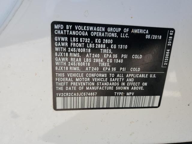 Photo 14 from auction – 2018 VOLKSWAGEN ATLAS SE with VIN 1V2CR2CA3JC574657
