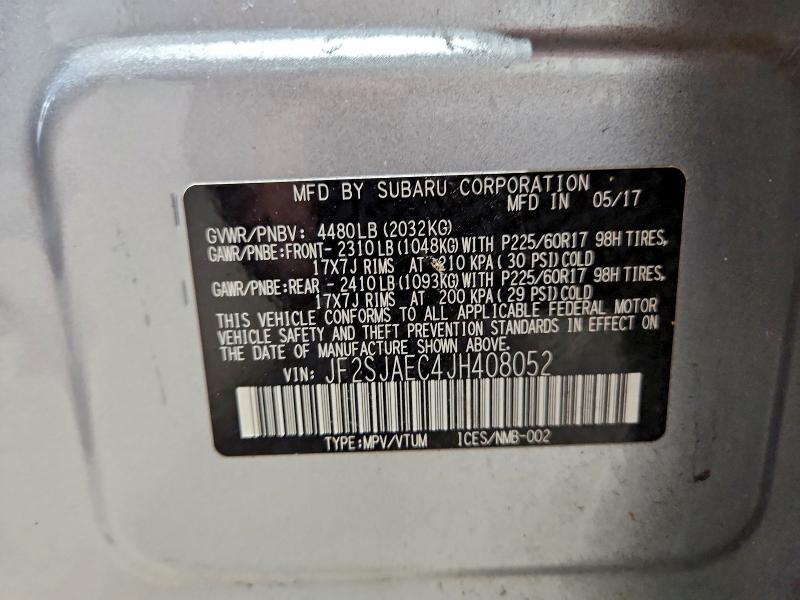 Photo 14 from auction – 2018 SUBARU FORESTER 2 with VIN JF2SJAEC4JH408052