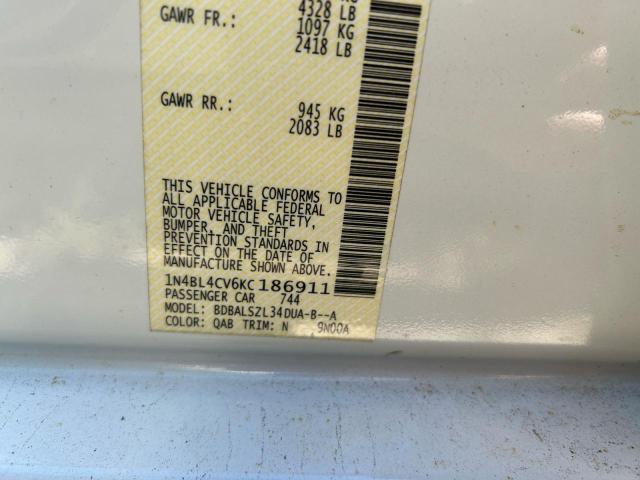 Photo 10 from auction – 2019 NISSAN ALTIMA SR with VIN 1N4BL4CV6KC186911