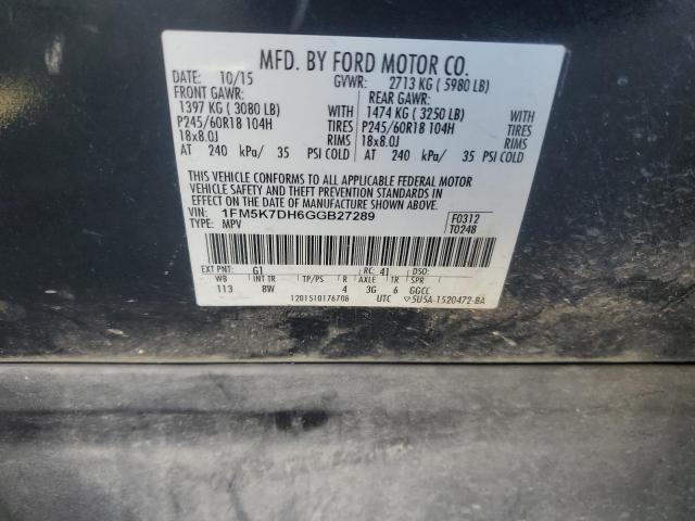 Photo 14 from auction – 2016 FORD EXPLORER X with VIN 1FM5K7DH6GGB27289