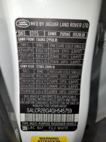 Photo 14 from auction – 2016 LAND ROVER DISCOVERY with VIN SALCR2BG4GH545759