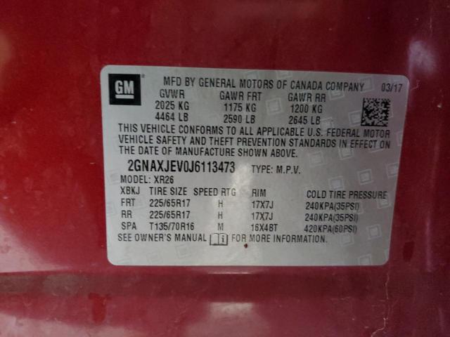 Photo 14 from auction – 2018 CHEVROLET EQUINOX LT with VIN 2GNAXJEV0J6113473