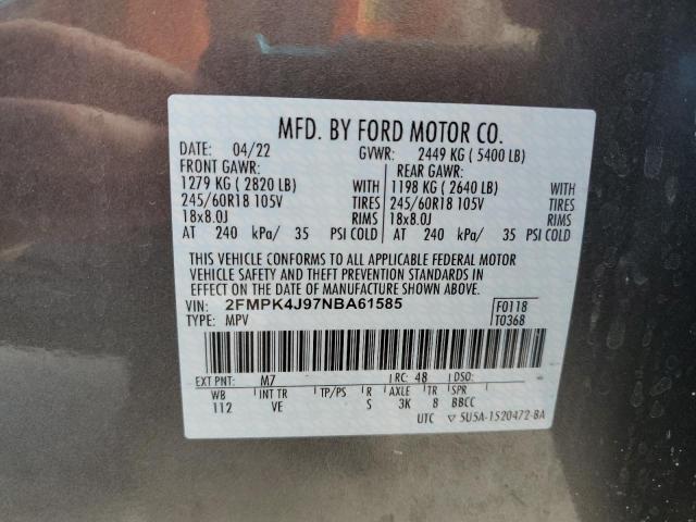 Photo 14 from auction – 2022 FORD EDGE SEL with VIN 2FMPK4J97NBA61585