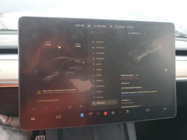 Photo 9 from auction – 2022 TESLA MODEL Y with VIN 7SAYGDEF7NF465423