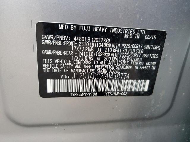 Photo 14 from auction – 2016 SUBARU FORESTER 2 with VIN JF2SJADC2GH438774