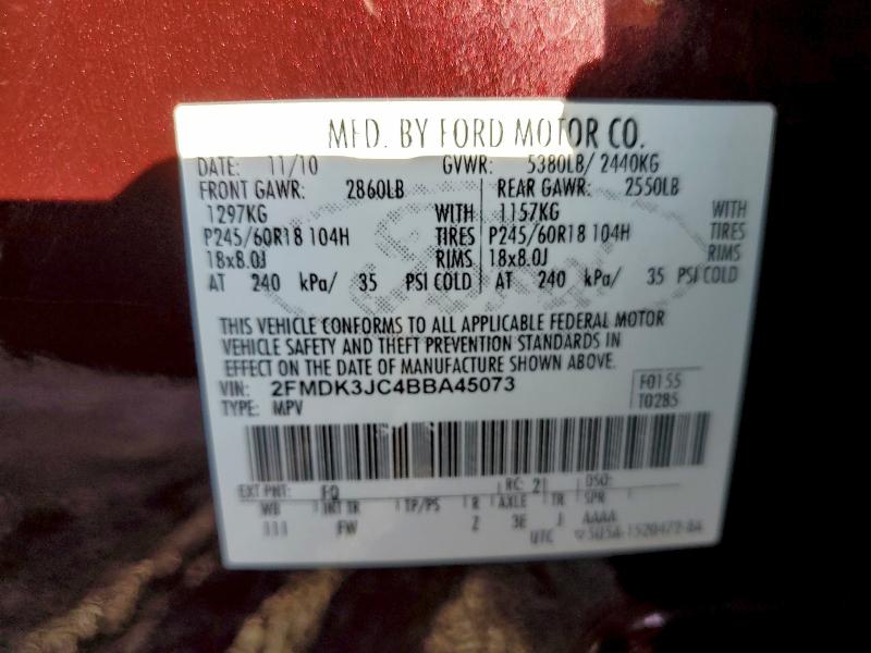 Photo 14 from auction – 2011 FORD EDGE SEL with VIN 2FMDK3JC4BBA45073