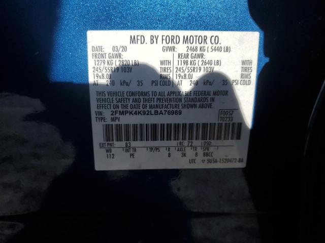 Photo 14 from auction – 2020 FORD EDGE TITAN with VIN 2FMPK4K92LBA76989