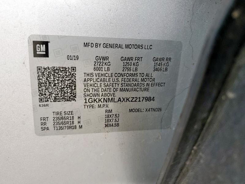 Photo 14 from auction – 2019 GMC ACADIA SLT with VIN 1GKKNMLAXKZ217984