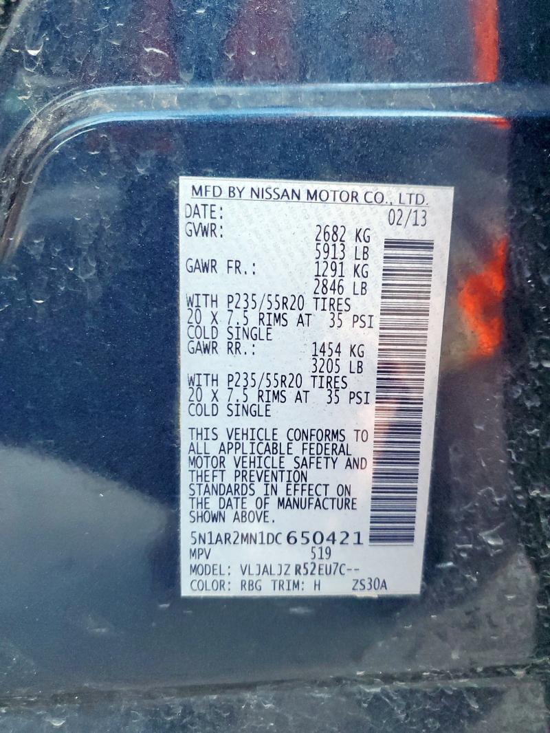 Photo 14 from auction – 2013 NISSAN PATHFINDER with VIN 5N1AR2MN1DC650421