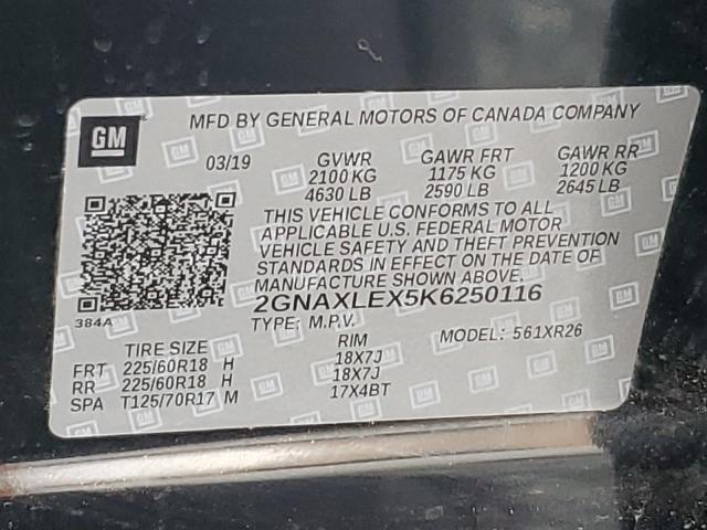 Photo 14 from auction – 2019 CHEVROLET EQUINOX LT with VIN 2GNAXLEX5K6250116