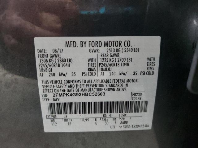 Photo 14 from auction – 2017 FORD EDGE SE with VIN 2FMPK4G92HBC52603